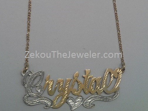 14K GP & Silver Single Plate Name NECKLACE/free chain/PERSONALIZED-Style 1